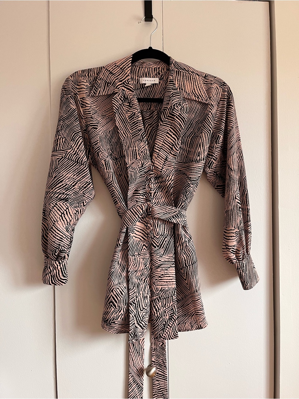 Tan/black print Topshop blouse
